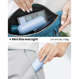 Gaiatop Portable Handheld Fan, Foldable Small Fan, Mini Hand Held Fan with USB Rechargeable 2000mAh Battery, Eyelash Fan for Girls, Travel For Women, Outdoor (Sky Blue)