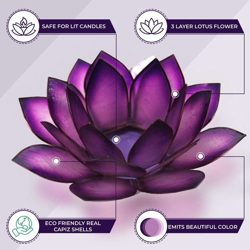Om Gallery Capiz Shell Lotus Flower Decor Tealight Candle Holder