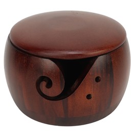 Yarn Bowl Smoothing Sturdy Wood Hand Carved Swirl Space Saving Portable Yarn Storage Bowl for DIY Knitting Crocheting
