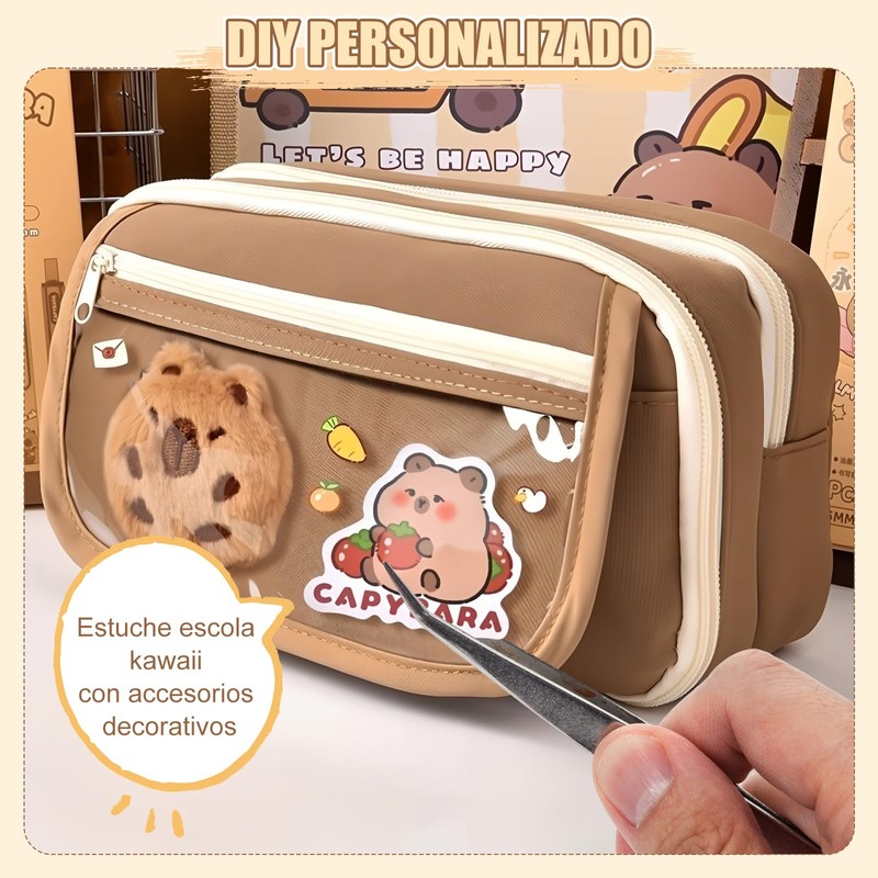 HONGHLC Estuche para Lapices Capibara Multicapa - Lapiceras Escolares de