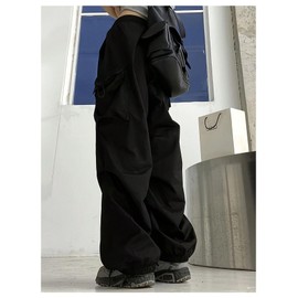 RoseSeek Girl's Baggy Cargo Pants Elastic Waist Wide Leg Sweatpants Casual Athletic Joggers with Pockets Black 10Y