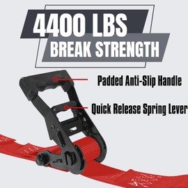 BonsMax 1.5" x12' Heavy Duty Ratchet Straps with S-Hook, Tie Down Straps with Soft Loops, 4400 lbs Break Strength, Secure Motorcycle, ATV, UTV, Dirt Bike on Pickup Truck Bed, Trailer