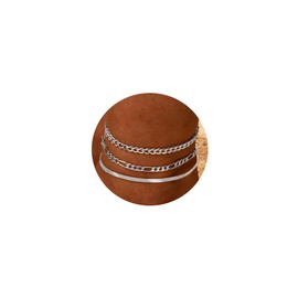 TOSGMY Gold Silver Ankle Bracelets for Women, 14K Gold Anklets for Women Waterproof Cuban Figaro Link Gold Anklet Set Layered Glitter Ankle Bracelet Silver Anklets Jewelry Gift