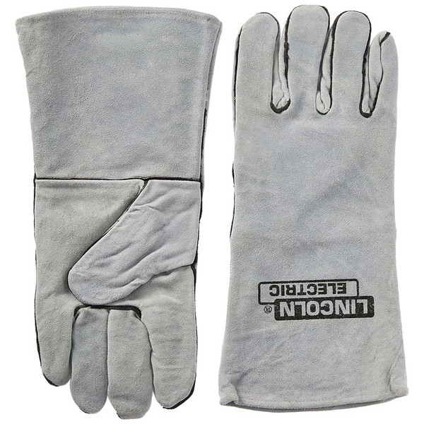 Lincoln Electric Leather Welding Gloves KH641, Premium Hand Protection from Welder and Cutting Torch Heat, Commercial Quality, Cotton Lined, Gauntlet Cuff, Unisex, Grey, One Size