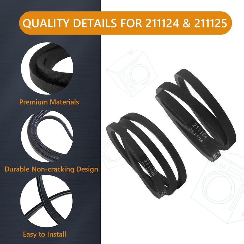 Ultra 12112425 Belt Kit Replacement Compatible with Maytag,Durable 211124 &
