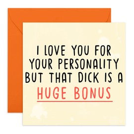 Central 23 - Funny Valentine Cards for Him - 'A Huge Bonus' - Cheeky Anniversary Cards for Couples - Rude - Funny Husband Birthday Card - Boyfriend Birthday Cards - Comes with Fun Stickers