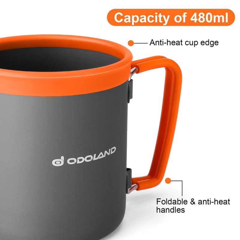 Odoland Extended Camping Tableware Set, Outdoor Cookware, Aluminium Camping Pot