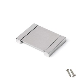 3 Pack - Brushed Nickel Recessed Sliding Door Handle Covered Flush Pull, Rectangle Silver Tone Push Handle, 2-Inch Length