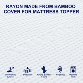 Subrtex Cooling Mattress Topper Cover Queen Size 2 Inch (Only Cover) Mattress Topper Protector Bedding Removable Mattress Encasement with Zipper Closure