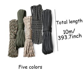 Yilceemy Pack of 5 Paracord 4 mm, 7 Core Strands Nylon Cord Paracord Cords for Outdoor, DIY, Tent Rope (10 m)