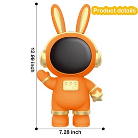 Hosoncovy Rabbit Astronaut Piggy Bank Coin Bank Spaceman Money Box Astronaut Figurine Decor Desktop Sculpture Statue (Orange)