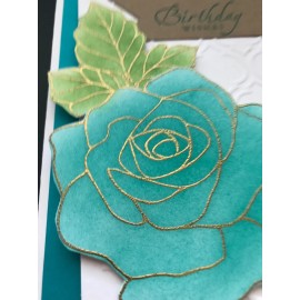 Stampin' Up! Stampin Up Card Kit Set Of 4 "Birthday Wishes” Gold Embossed Rose