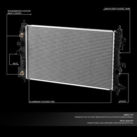 DNA Motoring OEM-RA-13103 OE Style Aluminum Cooling Radiator Compatible With 10-17 Equinox/Terrain 2.4 3.0 3.6,26-11/16" W X 16-11/16" H X 1" D, 1-5/16" Inlet / 1-5/16"Outlet