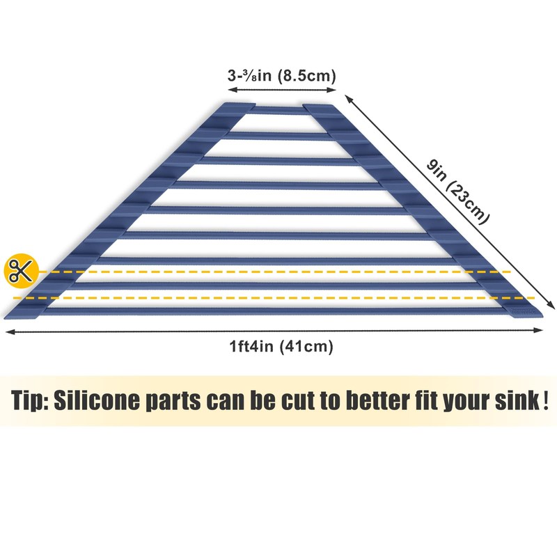 Tomorotec Compact Silicone-Coated Triangle Dish Drying Rack for Sink Corner