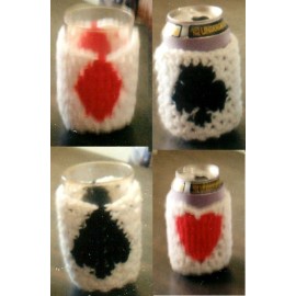 Unbranded Crocheted Can Glass Cozies - 4 Bridge or Poker Designs Pattern Instructions Only