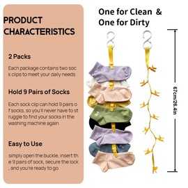 Josuyofo 2 PCS Sock Laundry Clip for Washing Drying & Storing Socks in Pairs, Sock Tie Clips & Organizer for Washing Machine & Dryer Prevent Loss and Tangles (Yellow)