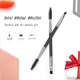 12 Packs Eyebrow Spoolie Brush and Angled Brow Brush, Multi-functional Mini tool for Tinting Angled Eyebrow, Suitable for Cream Gel (Silver)