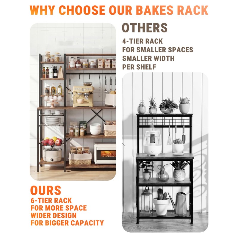 yoopin 4 Tier Bakers Rack with Power Outlets, Microwave Stand