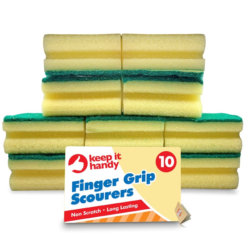 10pk Heavy Duty Sponge Scourer with Finger Grip | Sponges