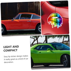 BUGUUYO 1set Rainbow Lip Reflection Stickers Auto Reflection Vehicle Wrap Vibrant Car Body Decor Easy to Install Remove Durable Design for Friends 3pcs