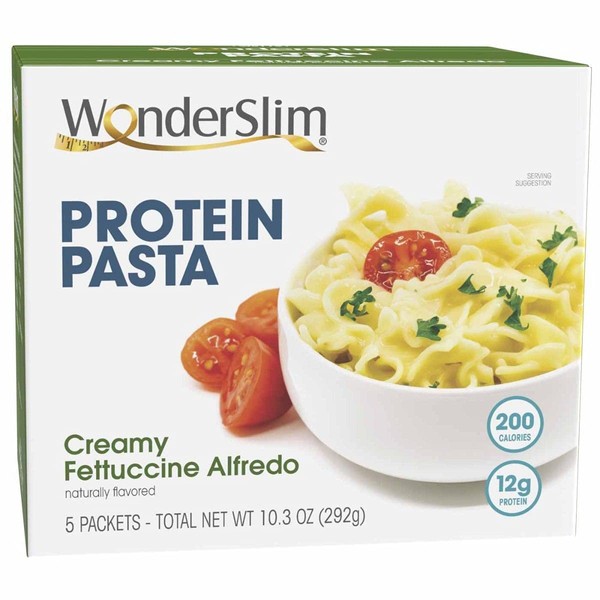 WonderSlim Protein Pasta, Creamy Fettuccini Alfredo, 12g Protein, 130 Calories (5ct)
