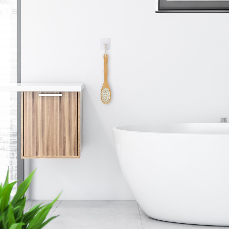 Relaxdays Back Brush, Double-Sided Shower Brush, 37 cm Long, Natural