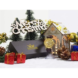 SEWOR Men's Mechanical Hand-Wind Skeleton Transparent Wrist Watch with Vintage Style (Gold Brown)