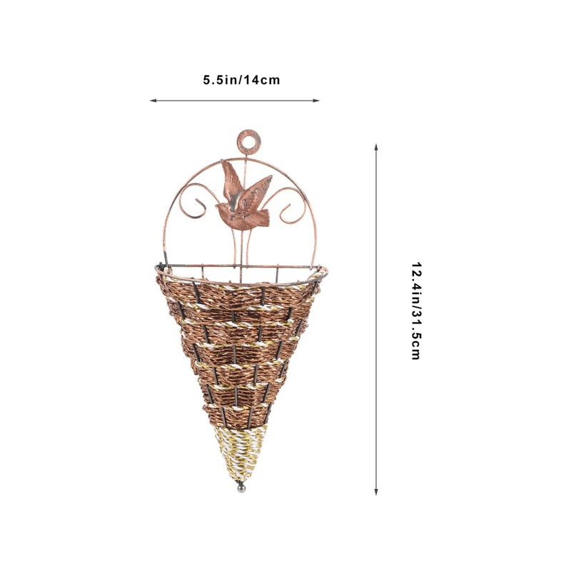 Gatuida Elegant Wall-mounted Flower Pot Rattan Cone Shaped Hanging Wall