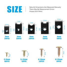 WiMas 170 Pieces Automotive U-Clip and Screws Assortment, 9 Sizes U-Clips with Mounting Screws Panel Clips SAE Spire Clips for Dashboard, Door Panel, Inner Fender