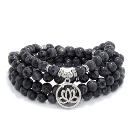 Lotus Flower Gifts Mala Beads 108 Healing Bracelet Necklace Meditation Accessories, Stone, No gemstone