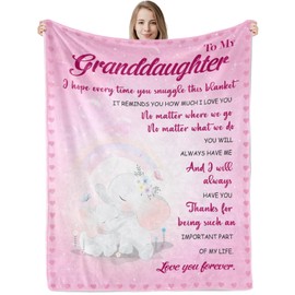 Xinvery Granddaughter Gifts from Grandma Grandpa,to My Granddaughter Blanket Elephant Blanket Gifts for Granddaughter Birthday Graduation Decorations 50"X60"
