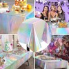 LHLZNB 54 x 108 Inch Iridescent Plastic Tablecloths Rainbow Laser