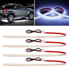 DUOFU365 12V Car LED Strip Light,24inch Car Interior Light Strip IP68 Waterproof Cuttable for Car Motorcycles Boat Golf Cart Truck Cargo Home Decoration with Strong Nano Tape,(4PCS)