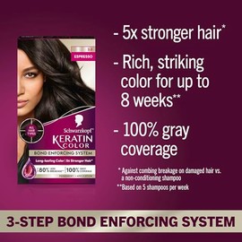 Schwarzkopf Keratin Color Permanent Hair Color Cream, 3.0 Espresso