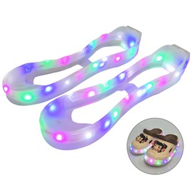 Men Women Kids Luminous Shoes Covers LED Shoe Lights Sneaker Accessories Light Up for Night Walking Party Dance Festivals,Colorful Lights - Switch Version,2-3 Big Kid