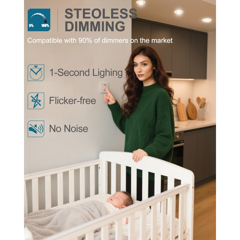 Lightdot 6 Inch Recessed Lighting 6 Pack Gold, 12W Dimmable