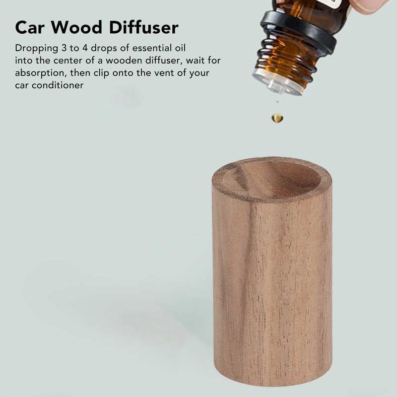 15pcs Essential Oil Car Diffuser Round Shape Simple Compact Walnut