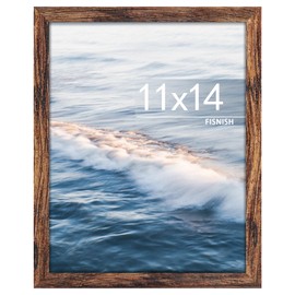 Fisnish 11x14 Photo Picture Frame, for Tabletop Display, Horizontal or Vertical Wall Mounting, Brown