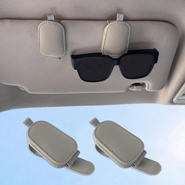 Aenfaiy Sunglasses Holders for Car (2 Pack) Upgraded Sunglass Clip for Car Visor - Magnetic Leather Eyeglasses Holder for Car - Glasses Organizer for Car Visor - Car Visor Clip for Sunglasses, Cards