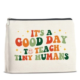 UPNEGE Best Teacher Makeup Bag Teacher Appreciation Gifts Nursery Teacher Gifts It's a Good Day to Teach Tiny Humans Cosmetic Bag Zipper Makeup Pouch