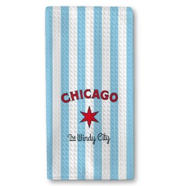 Funny Blue Striped Cute Kitchen Towels – Chicago “The Windy City” Polyester Hand Towel for Home Bars & Tea Rooms, Smart Kitchen Gifts and Housewarming Gift, Also Great as Bar Towels.16 x24(205)