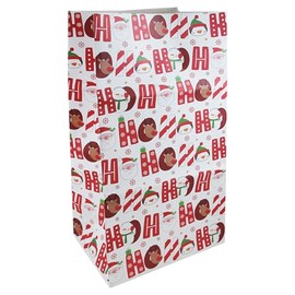 Eurowrap White Kraft Paper Giant Christmas Sack for Gifts and Presents - HoHoHo Design - 36 x 70 x 24cm - Eco Friendly Fully Recyclable - Gift Bag for Christmas, Gift Wrap, Xmas, Festive Gift Bag