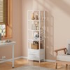 Furnulem 5-Tier Corner Shelf, Narrow Bookshelf with 2 Storage Drawers,