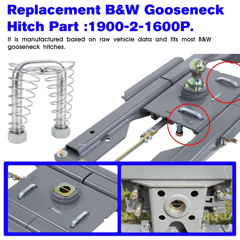 1900-2-1600 Replacement B&W Gooseneck Hitches Safety Chain Trailer U-Bolt Kit