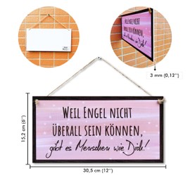 CARISPIBET Weil Engel Dekoschild Wohnkultur Hausdeko dekoratives Plaketten Hängeornamente 15 x 30 cm