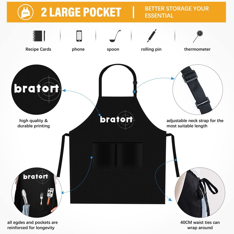 nomiou Barbecue Apron Black - Bratort - Gift for Men,