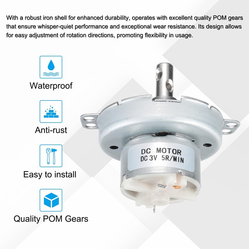 MECCANIXITY Slow Speed Motor JS-50T Electric Motor Brushed Gear Motor,