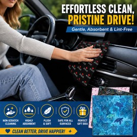 Sea Turtle Microfiber Towels for Cars, Scratch-Free Auto Cleaning Cloths