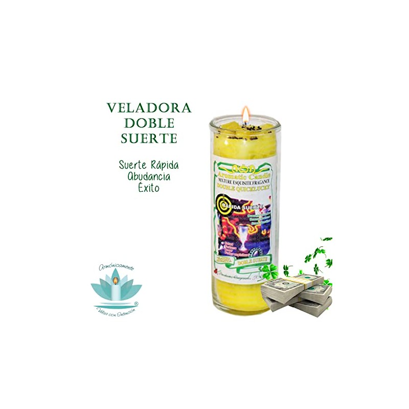 VELADORA DOBLE SUERTE | SUERTE RÁPIDA, ABUNDANCIA, PROSPERIDAD, ÉXITO, VELA