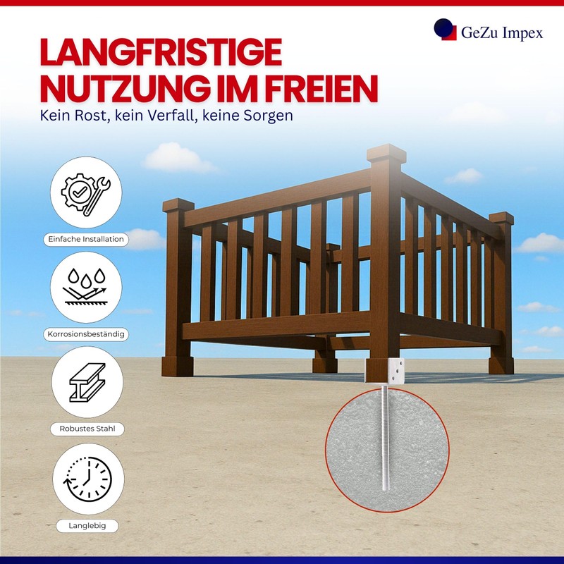 U Post Support with Stone Pin Pin 200mm 71mm